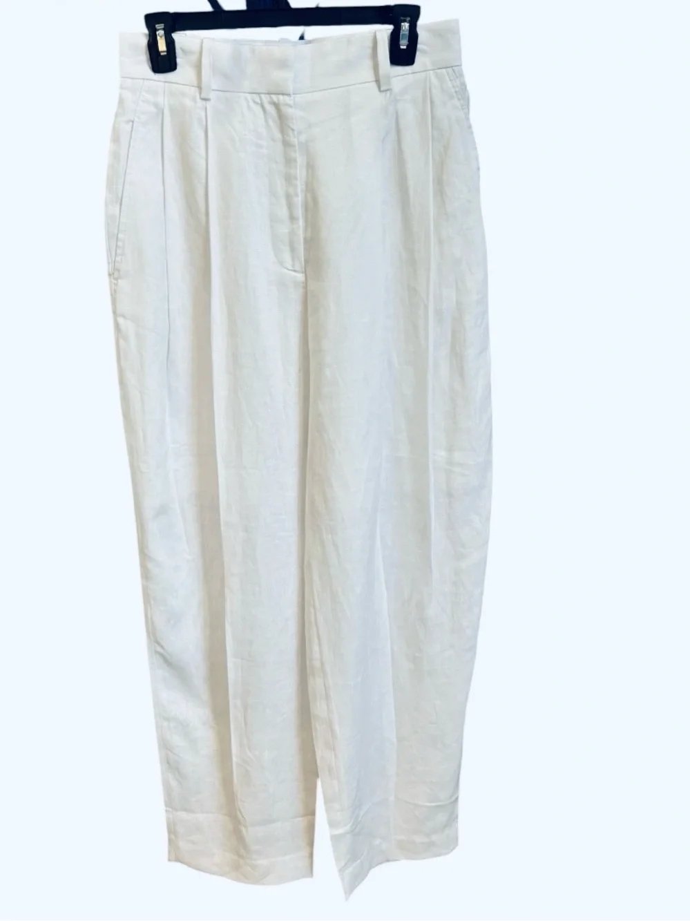 COS Tailored Linen Barrel Leg Pants in White Size 6. NWT